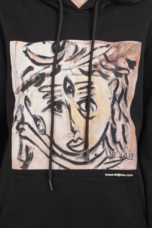Black__Cotton_And__Polyester_Hoodie_For_Unisex