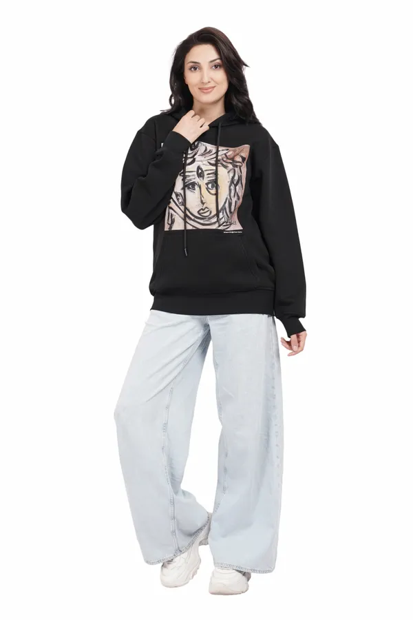 Black__Cotton_And__Polyester_Hoodie_For_Unisex