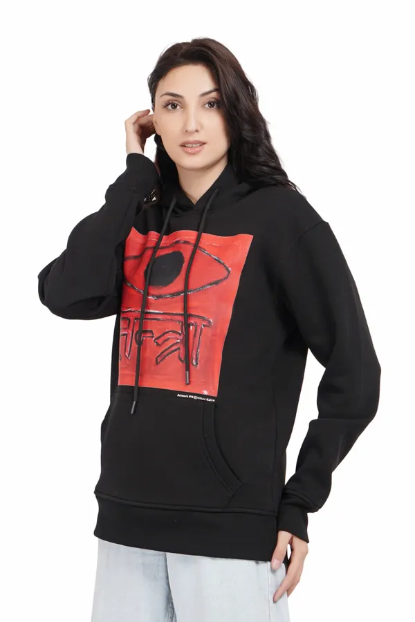 Black__Cotton_And__Polyester_Hoodie_For_Unisex