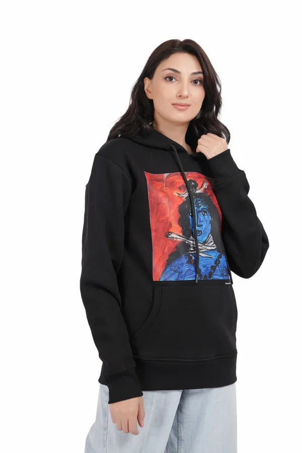 Black__Cotton_And__Polyester_Hoodie_For_Unisex