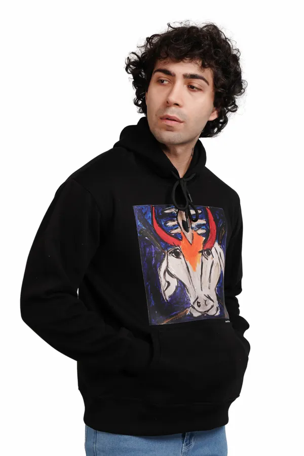 Black__Cotton_And__Polyester_Hoodie_For_Unisex