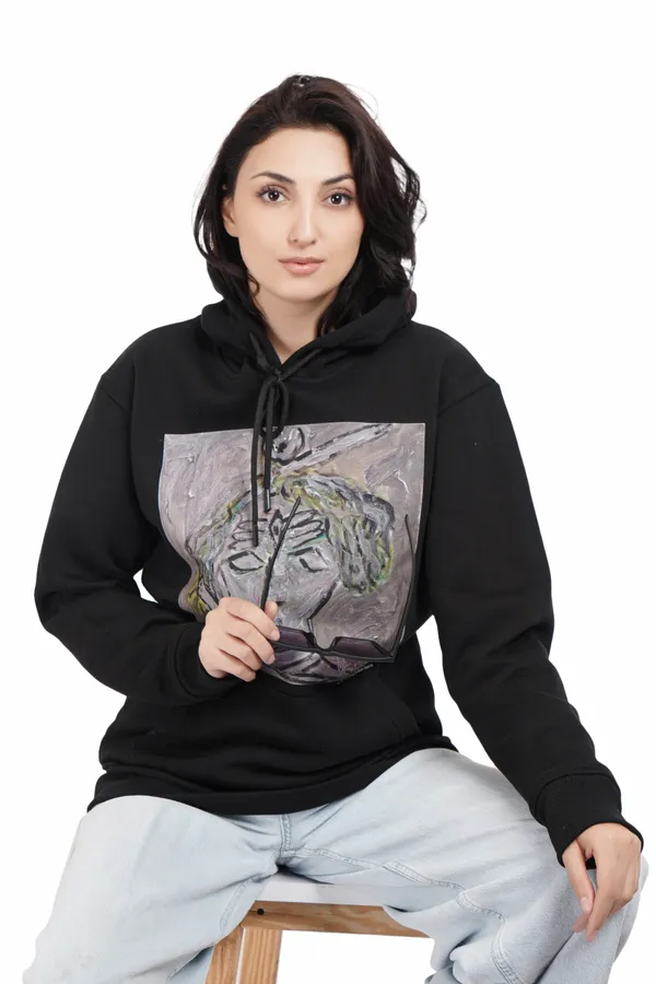 Black__Cotton_And__Polyester_Hoodie_For_Unisex