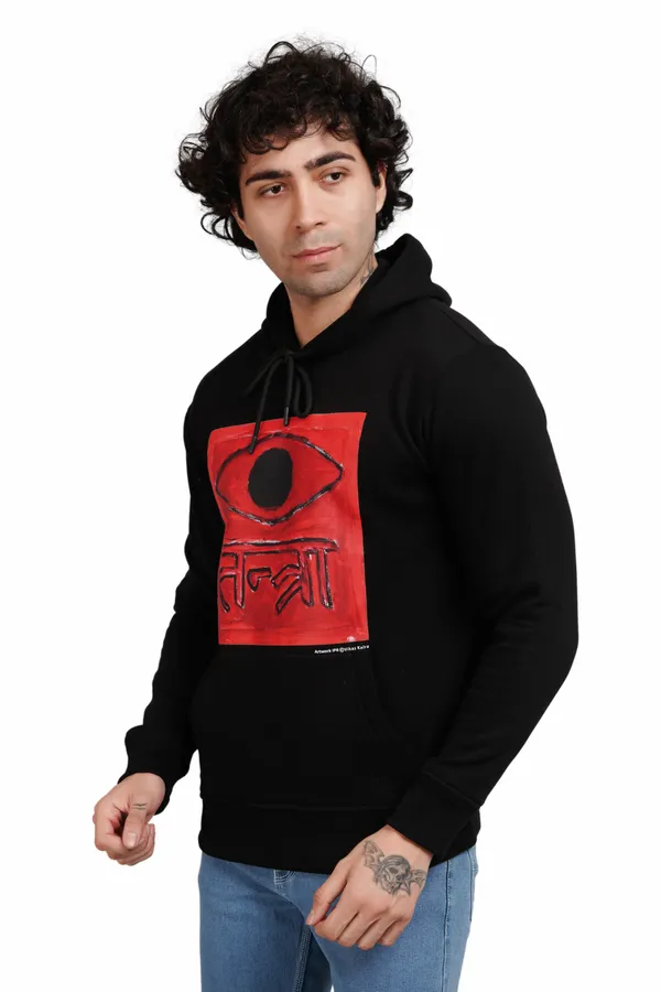 Black__Cotton_And__Polyester_Hoodie_For_Unisex