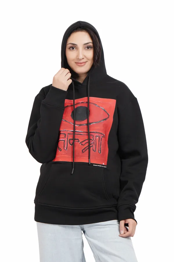 Black__Cotton_And__Polyester_Hoodie_For_Unisex