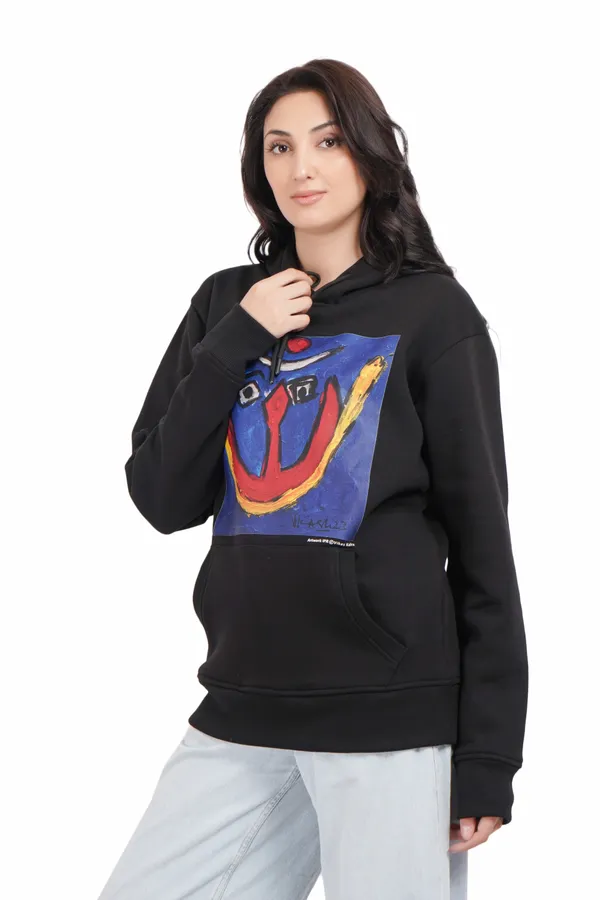 Black__Cotton_And__Polyester_Hoodie_For_Unisex