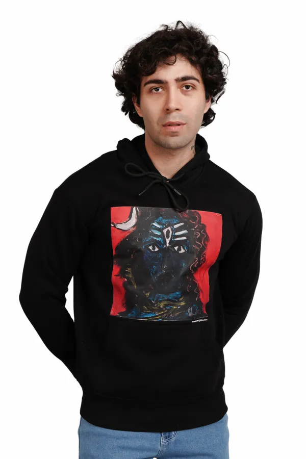 Black__Cotton_And__Polyester_Hoodie_For_Unisex