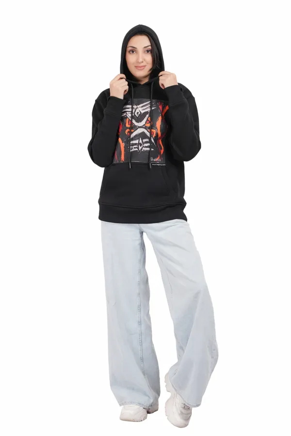 Black__Cotton_And__Polyester_Hoodie_For_Unisex