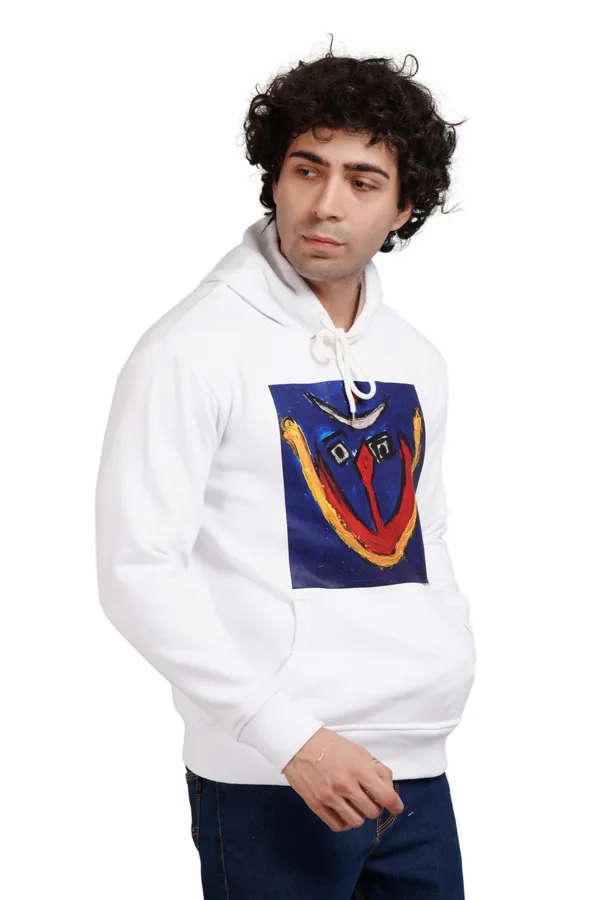 White__Cotton_And__Polyester_Hoodie_For_Unisex