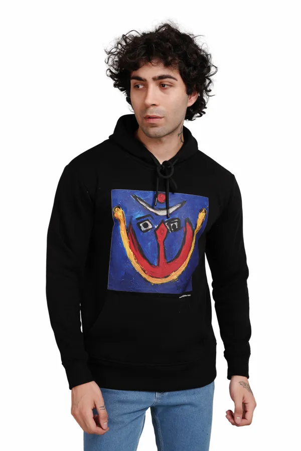 Black__Cotton_And__Polyester_Hoodie_For_Unisex