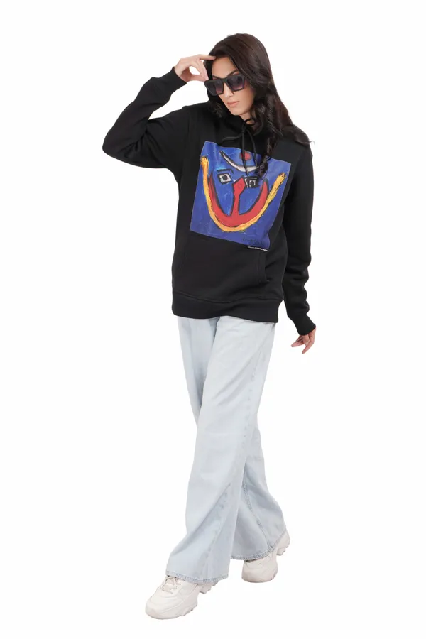 Black__Cotton_And__Polyester_Hoodie_For_Unisex