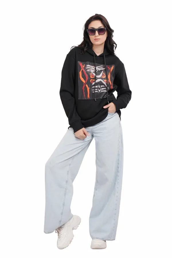 Black__Cotton_And__Polyester_Hoodie_For_Unisex