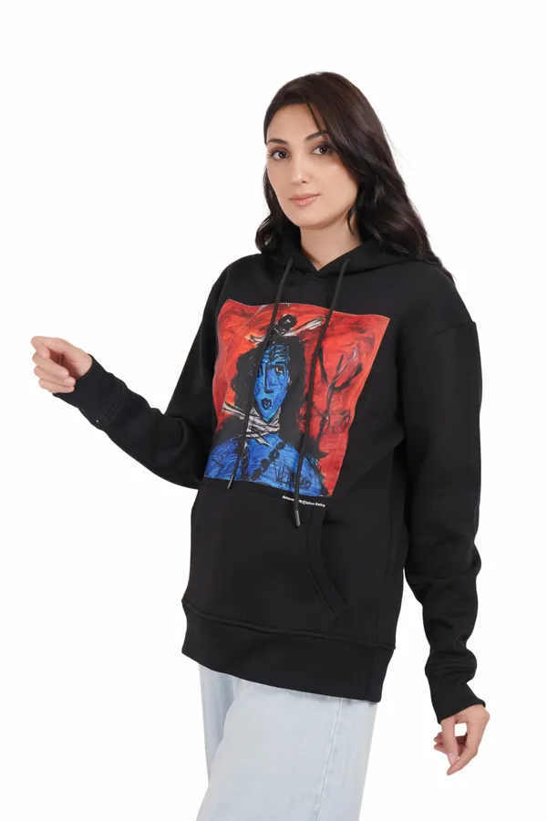 Black__Cotton_And__Polyester_Hoodie_For_Unisex