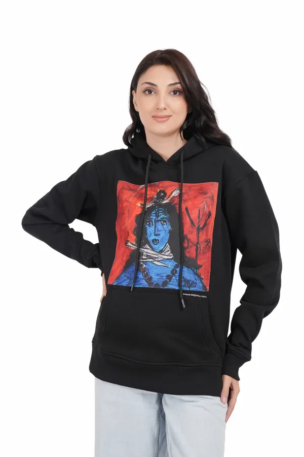 Black__Cotton_And__Polyester_Hoodie_For_Unisex