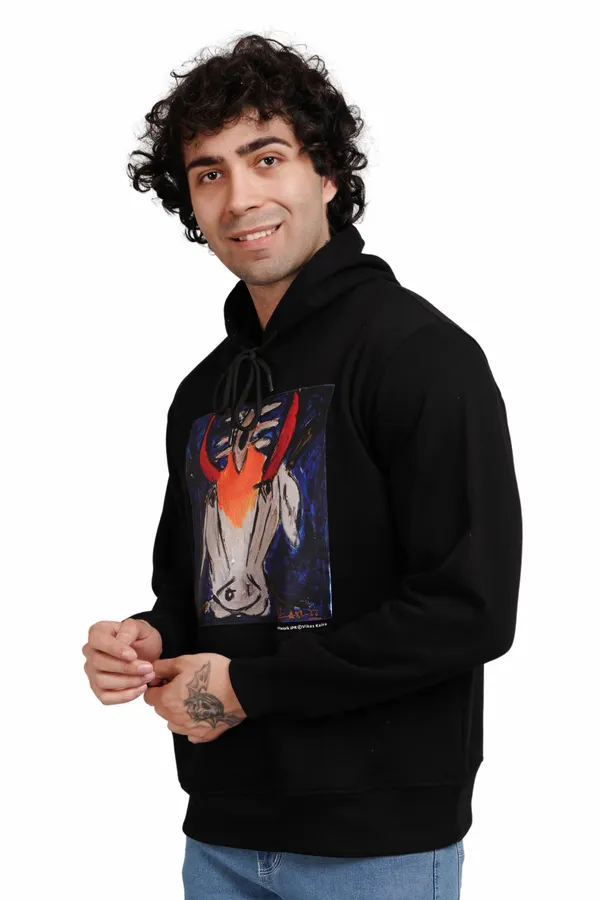 Black__Cotton_And__Polyester_Hoodie_For_Unisex