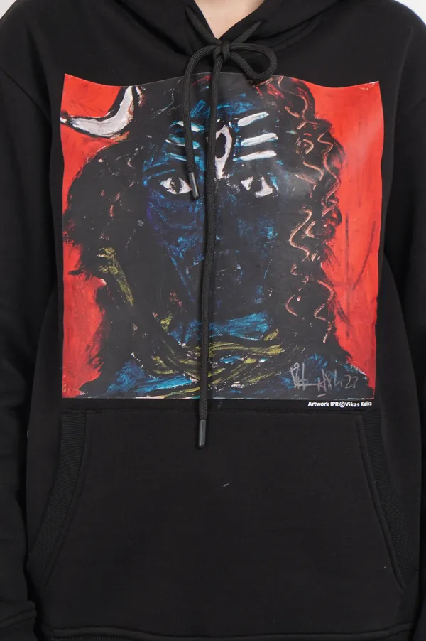 Black__Cotton_And__Polyester_Hoodie_For_Unisex