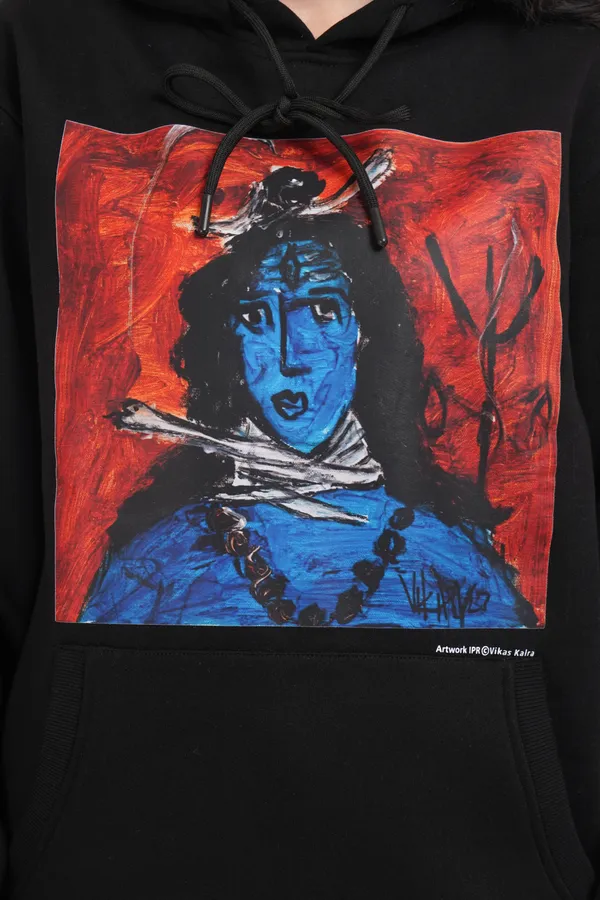Black__Cotton_And__Polyester_Hoodie_For_Unisex