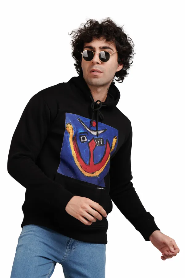 Black__Cotton_And__Polyester_Hoodie_For_Unisex