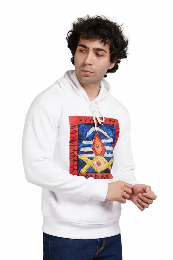 White__Cotton_And__Polyester_Hoodie_For_Unisex