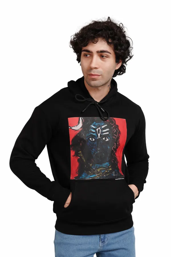 Black__Cotton_And__Polyester_Hoodie_For_Unisex