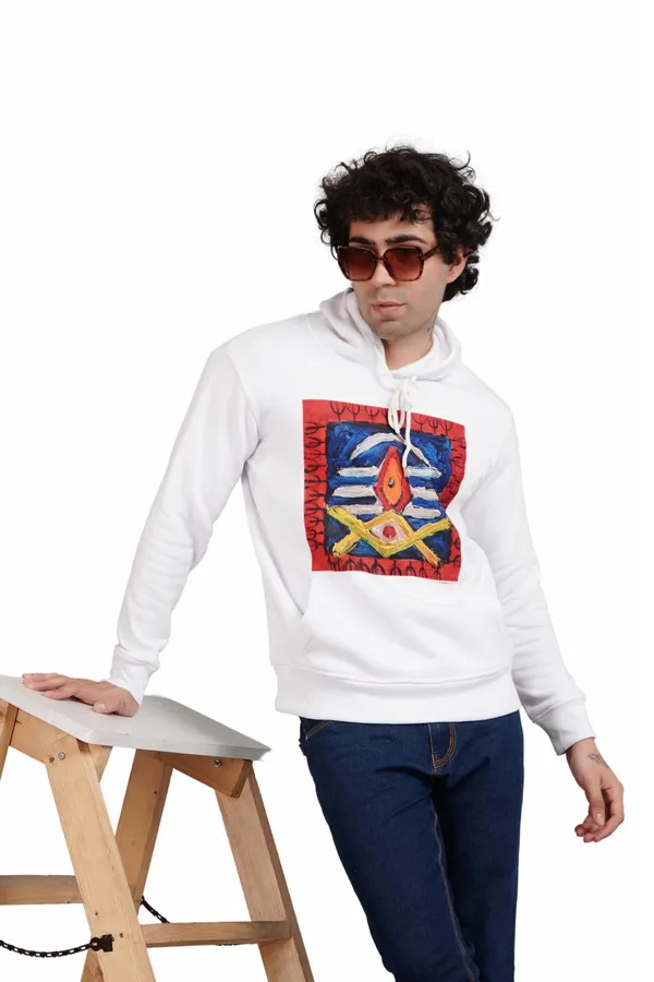 White__Cotton_And__Polyester_Hoodie_For_Unisex