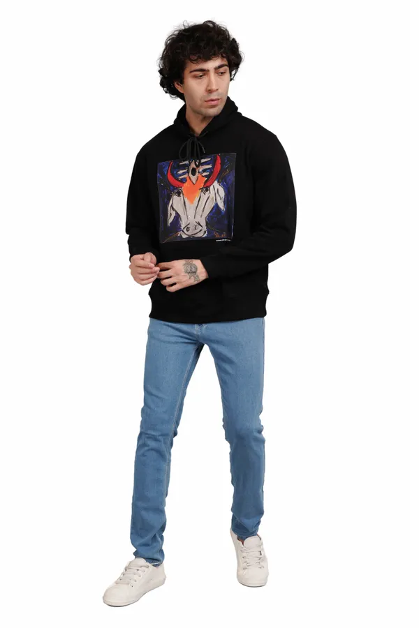 Black__Cotton_And__Polyester_Hoodie_For_Unisex