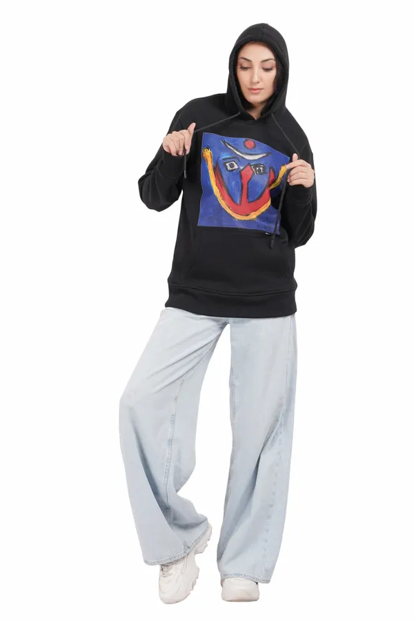 Black__Cotton_And__Polyester_Hoodie_For_Unisex