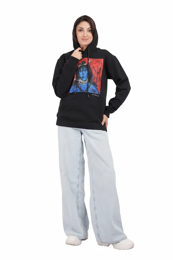 Black__Cotton_And__Polyester_Hoodie_For_Unisex
