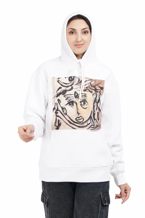 White__Cotton_And__Polyester_Hoodie_For_Unisex