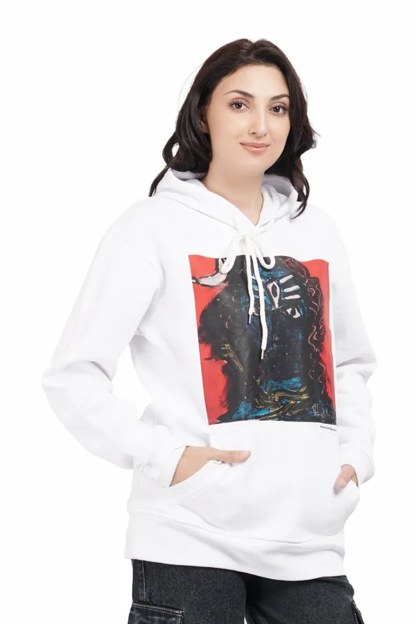 White__Cotton_And__Polyester_Hoodie_For_Unisex
