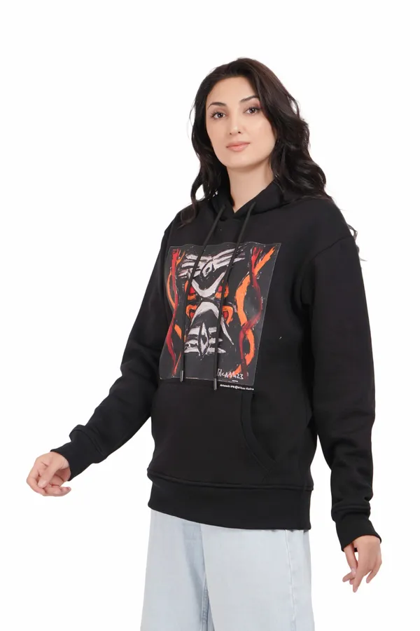 Black__Cotton_And__Polyester_Hoodie_For_Unisex