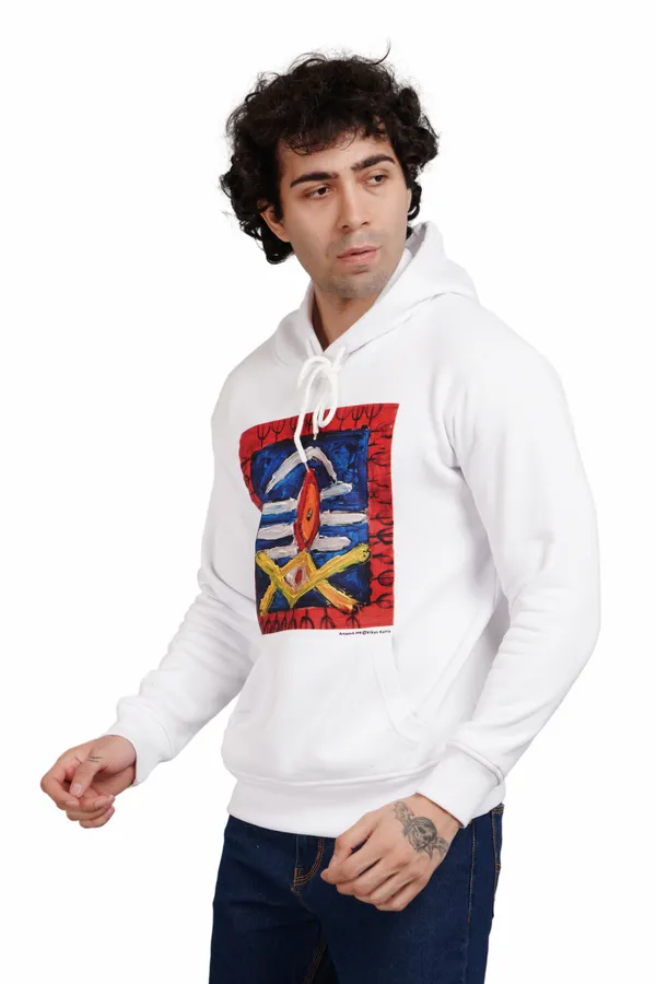 White__Cotton_And__Polyester_Hoodie_For_Unisex