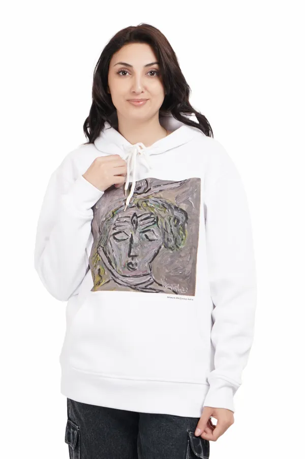 White__Cotton_And__Polyester_Hoodie_For_Unisex
