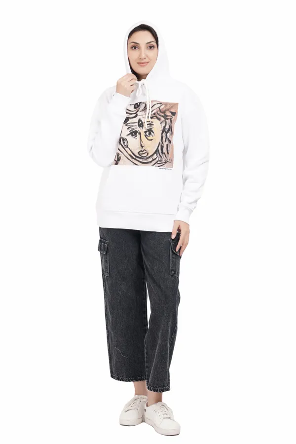 White__Cotton_And__Polyester_Hoodie_For_Unisex