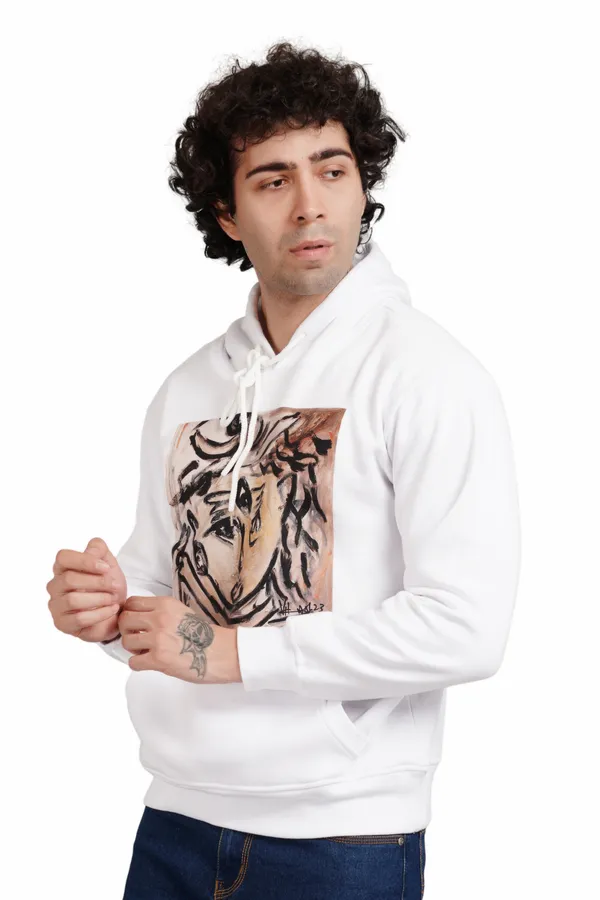 White__Cotton_And__Polyester_Hoodie_For_Unisex