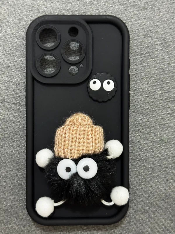 Black_3D_Sheep_Decorative_Phone_Case