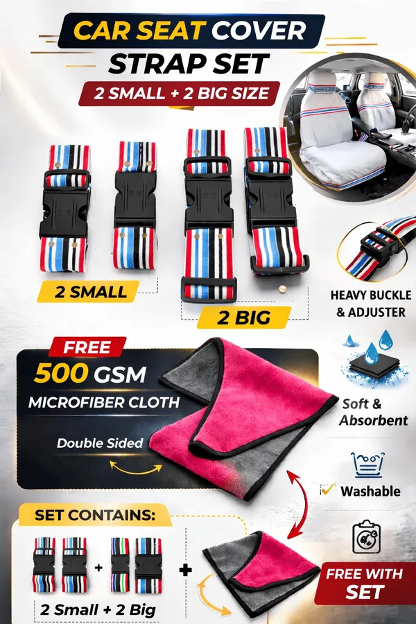 Car_Seat_towel_Striped_Adjustable_Travel_Straps_Set_With_500_GSM_Microfiber_Cloth