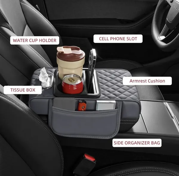 Black_Quilted_Car_Armrest_Organizer_With_Cup_Holder