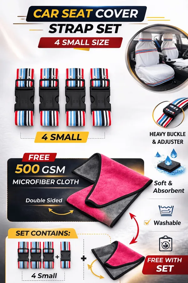 Car_Seat_towel_Striped_Adjustable_Travel_Straps_Set_With_500_GSM_Microfiber_Cloth