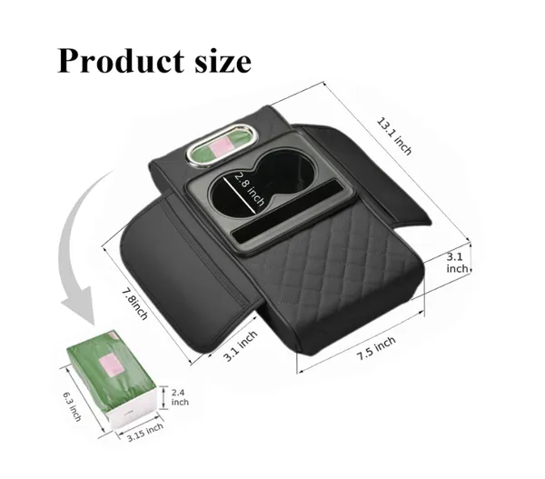Black_Quilted_Car_Armrest_Organizer_With_Cup_Holder