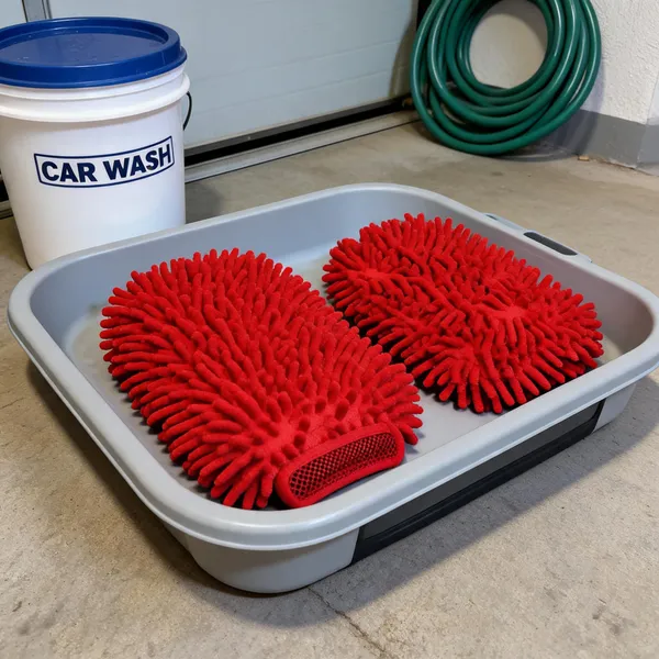 Red_500_GSM_Chenille_Microfiber_(80%_Polyester,_20%_Polyamide),_Elastic_Mesh_Cuff_Car_Care_&_Cleaning_/_Microfiber_Wash_Mitt_For_Car_Owners,_Auto_Detailers,_Home_Cleaners