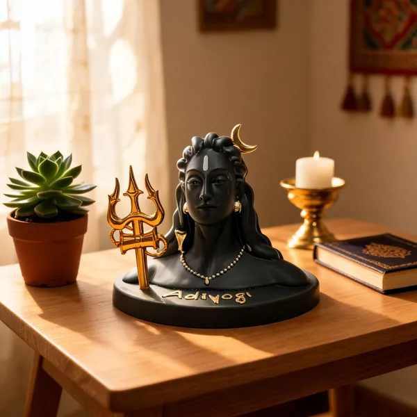 Grey_Molded_Polyresin_/_Plastic_Composite,_Matte_Black_Coating_Finish_Car_&_Home_Decor_/_Spiritual_Figurine_For_Devotees,_Car_Owners,_Desk_&_Home_Decorators
