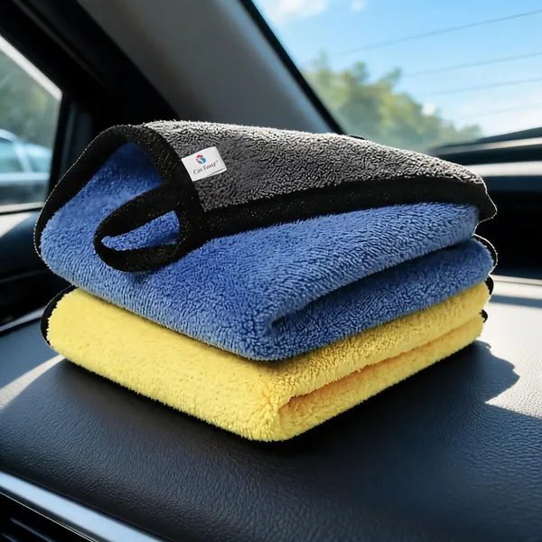 Multicolor_500_GSM_Plush_Microfiber_Yarn_(80%_Polyester_/_20%_Polyamide_Blend)_Car_Care_&_Cleaning_/_Microfiber_Towels_For_Car_Detailers,_Automobile_Owners,_Cleaning_Professionals