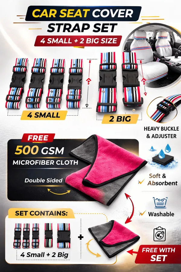 Car_Seat_towel_Striped_Adjustable_Travel_Straps_Set_With_500_GSM_Microfiber_Cloth