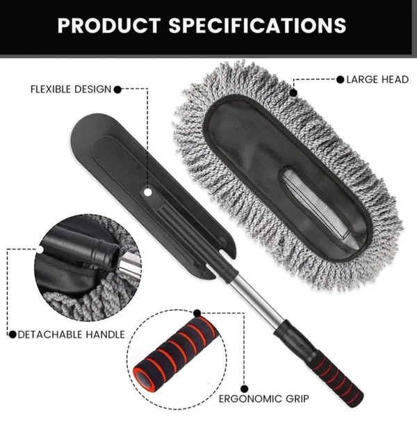 Black_Microfiber_Threads_(80%_Polyester,_20%_Polyamide),_Stainless_Steel_/_Aluminum_Extendable_Pole,_ABS_Plastic_Handle_&_Mold,_Soft_Foam_Grip_Car_Care_&_Cleaning_/_Exterior_Duster_For_Car_Owners,_Auto_Detailing_Enthusiasts,_Daily_Drivers