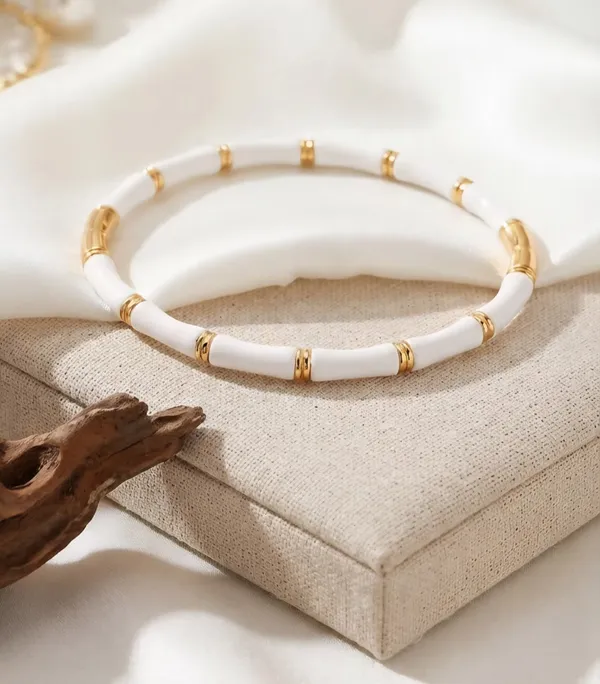 White_And_Gold-Tone_Segment_Bracelet_for_Women