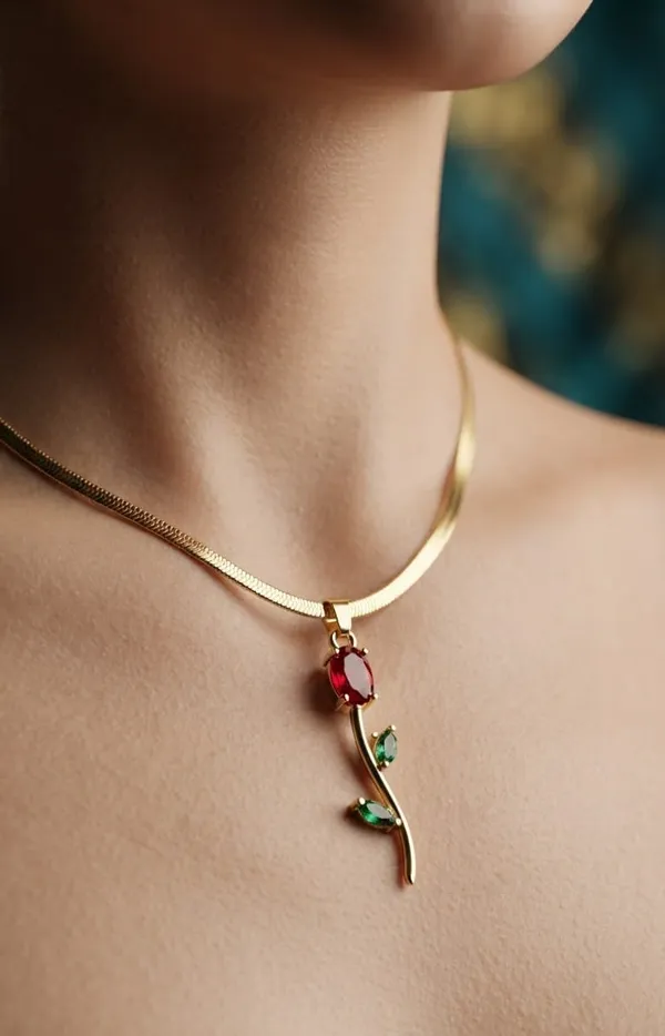 Gold_Tone_Red_Green_Stone_Pendant_Necklace_for_Women