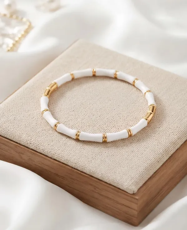 White_And_Gold-Tone_Segment_Bracelet_for_Women