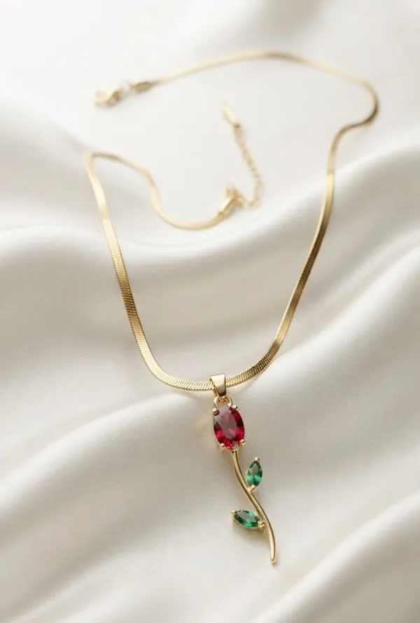 Gold_Tone_Red_Green_Stone_Pendant_Necklace_for_Women