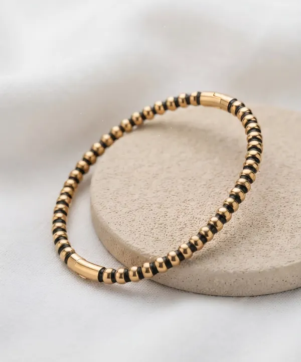 Gold_And_Black_Beaded_Bracelet_for_Women