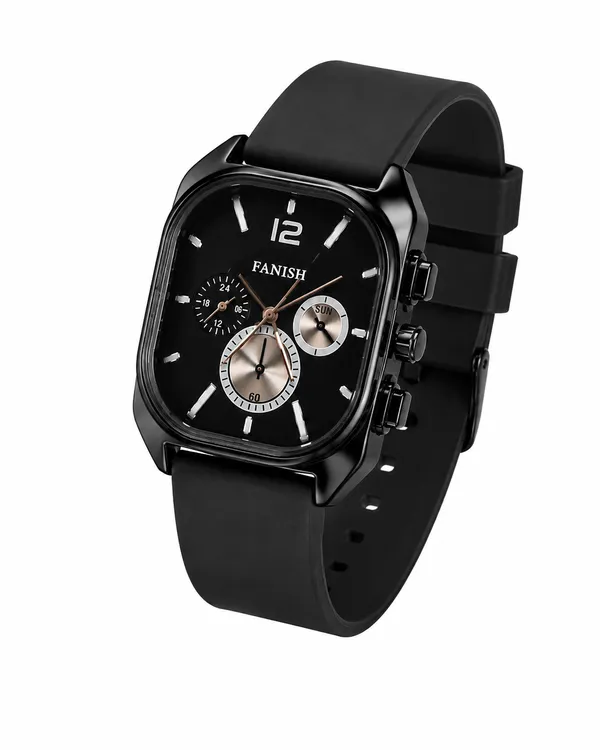 Fanish_Black_Analog_Chronograph_Watch